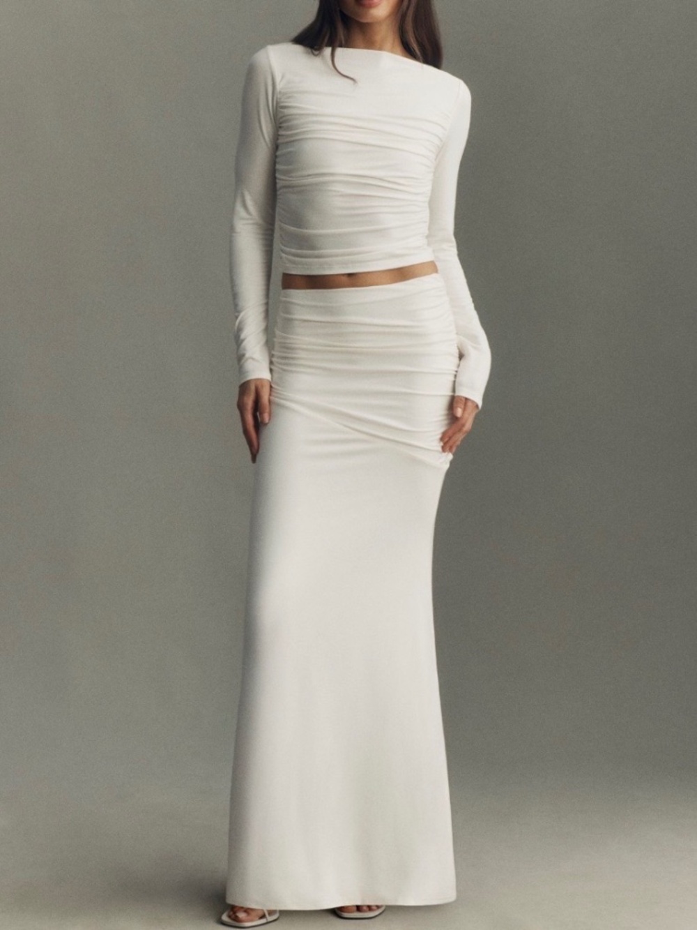 Reformation Emi Two Piece Skirt Set in Cream - XS